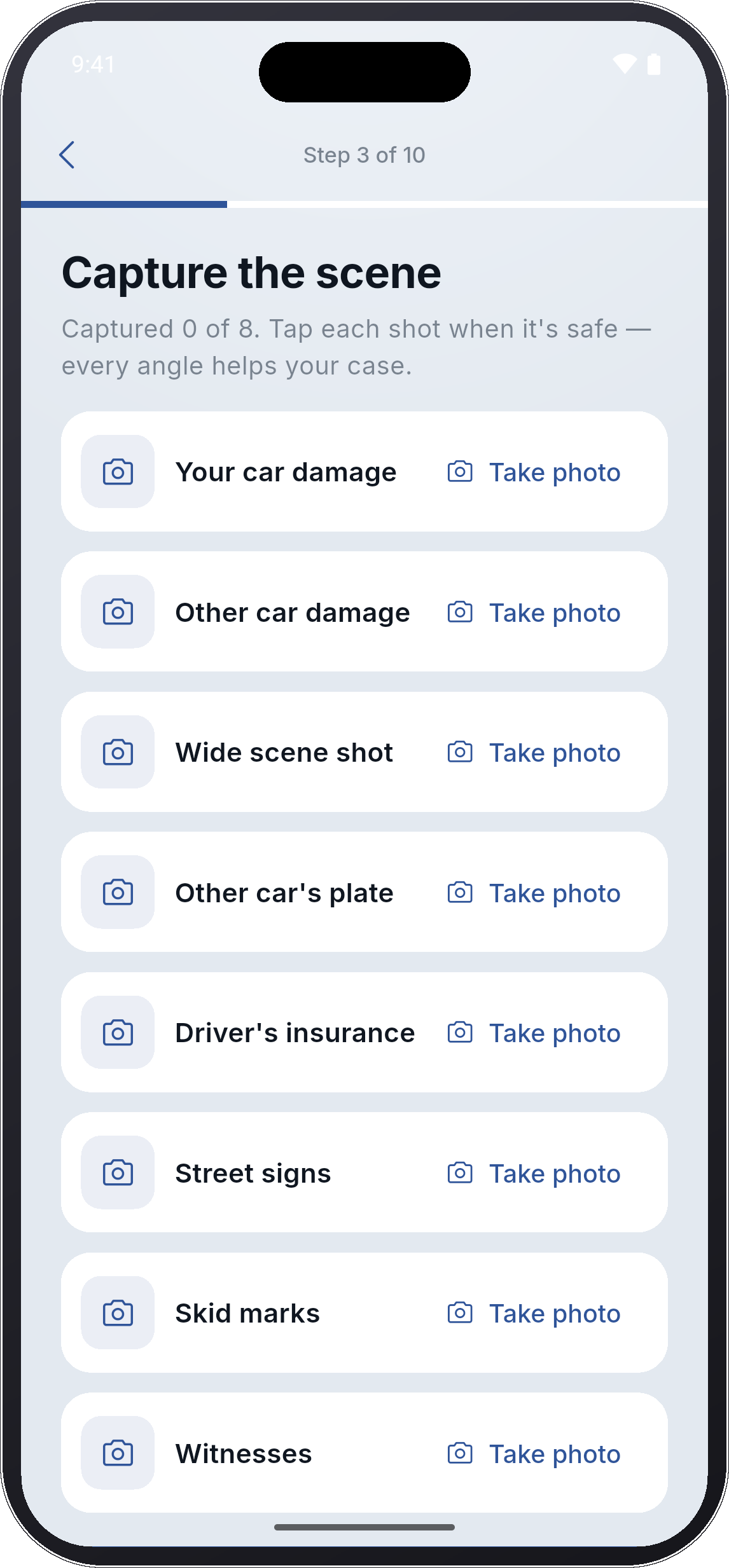 Accident photo checklist