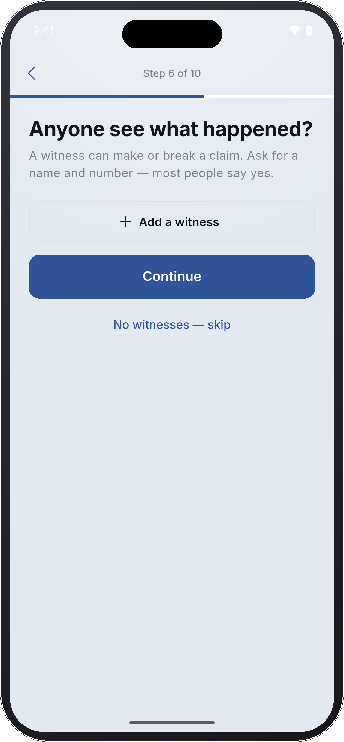 Witness capture screen