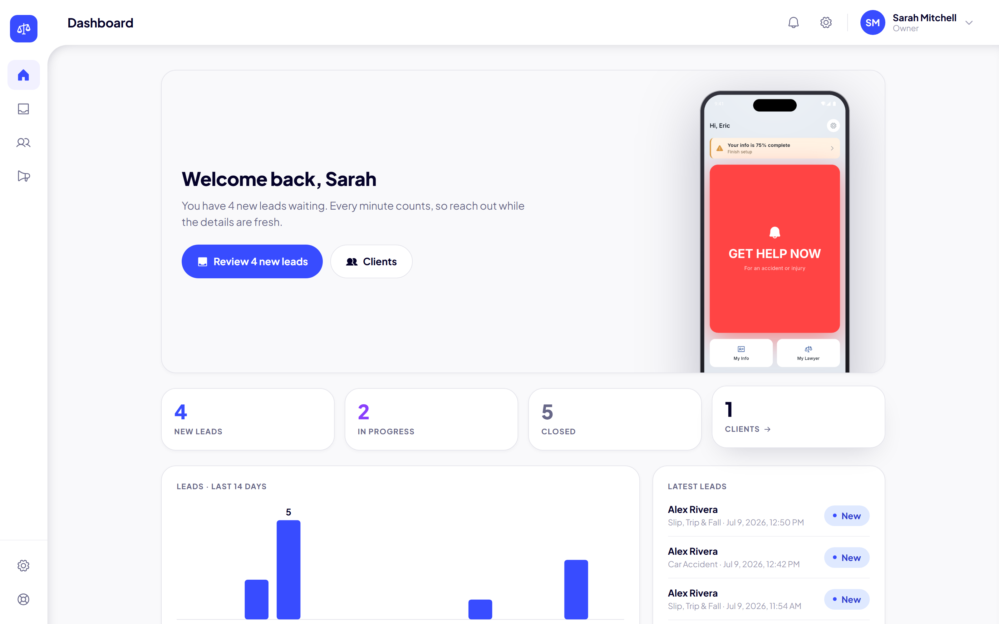 YourLegal.app law firm dashboard